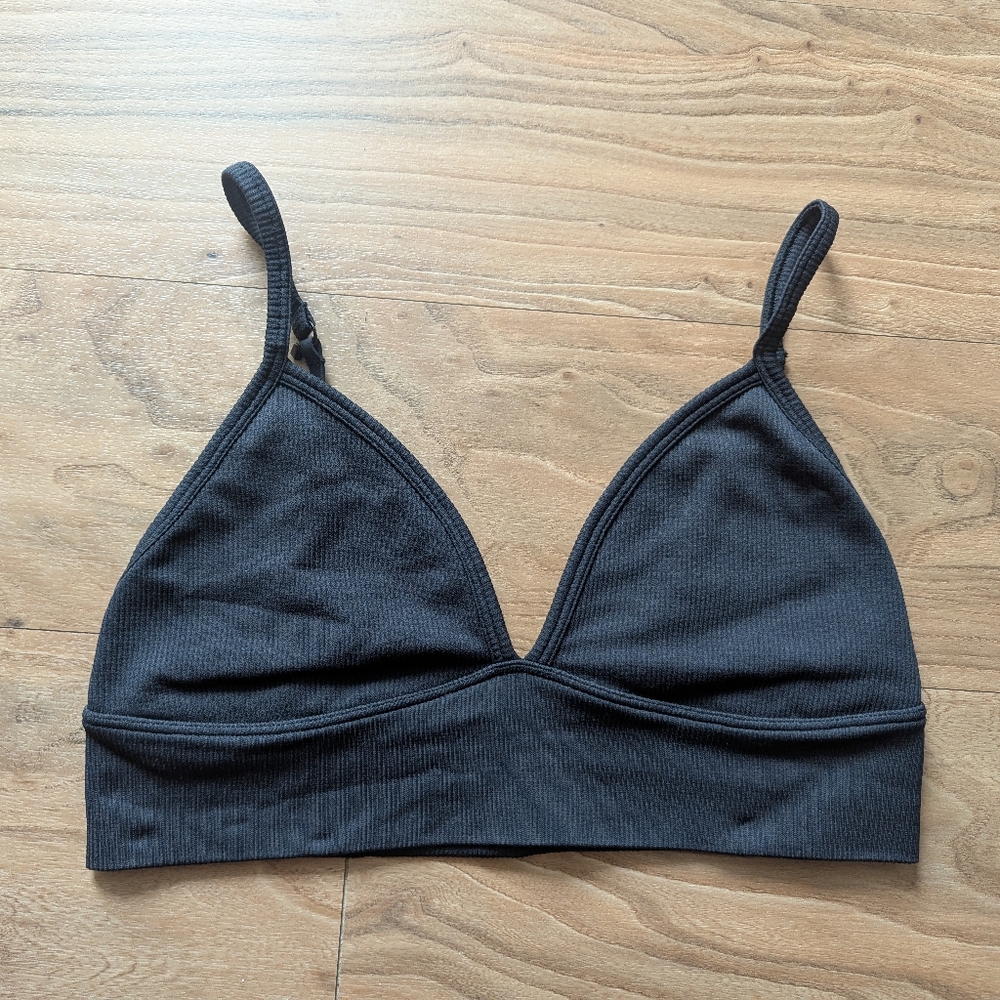 Athleta Charcoal Ribbed Bralette